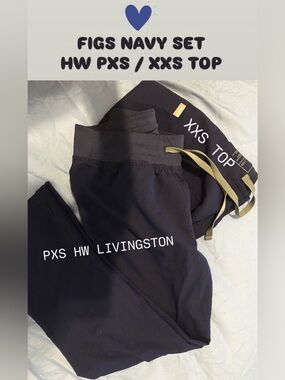 FIGS SET: XXS TOP + HW PXS Livingston [NAVY]